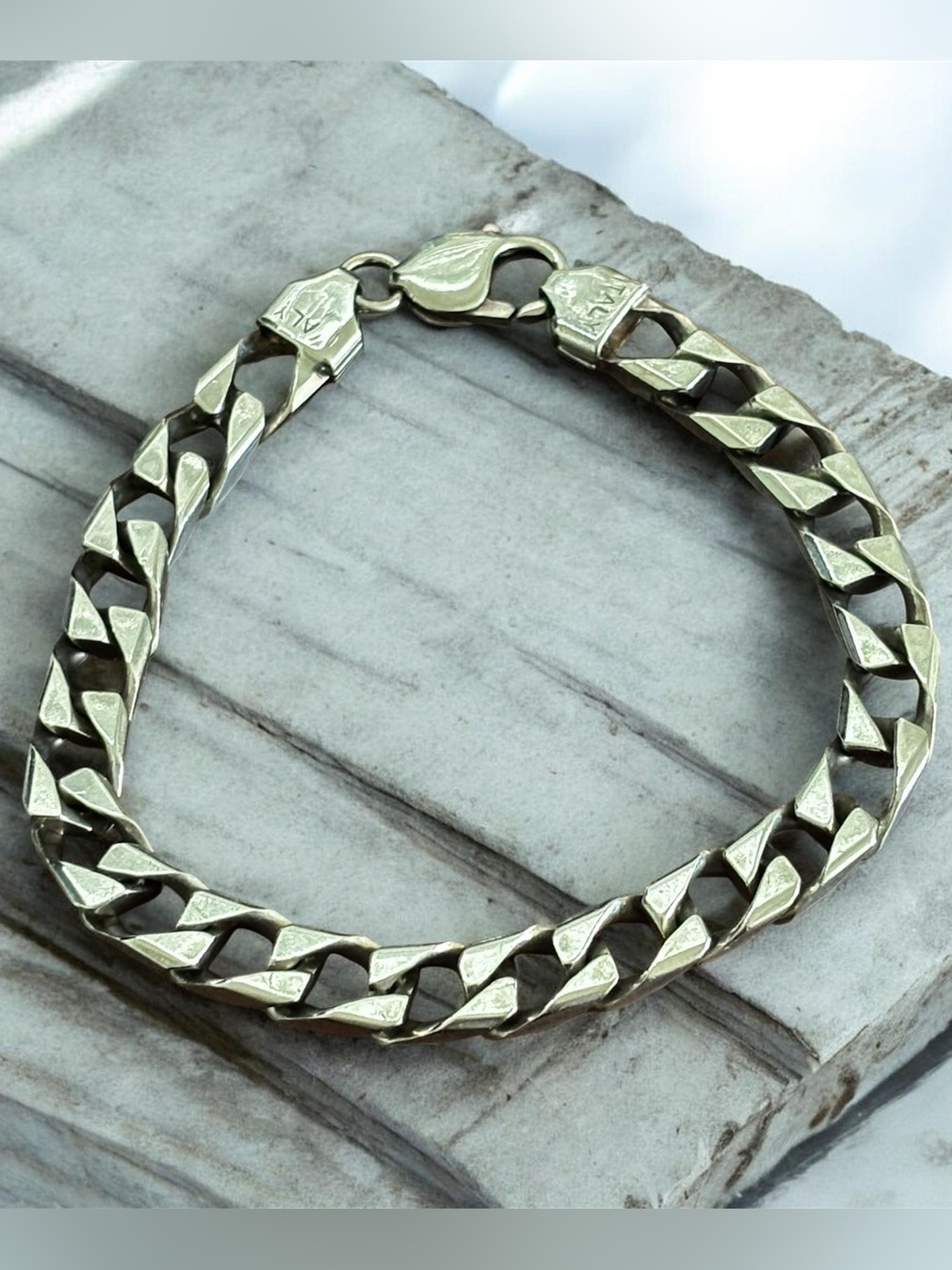 Vintage Sterling Silver Heavy Curb Link Bracelet – 28.90g
